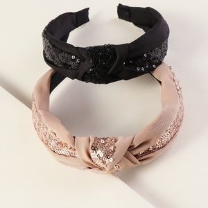 2pcs Sequin Decor Cross Knot Hair Hoop